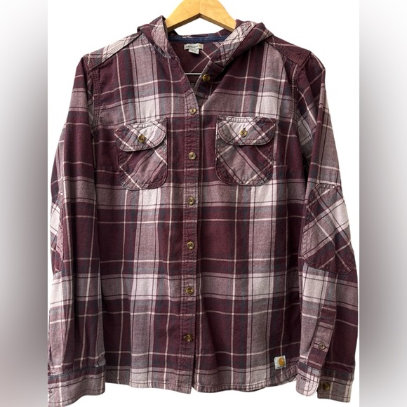 EUC Carhartt Hooded Flannel- Size Small - Picture 2 of 6